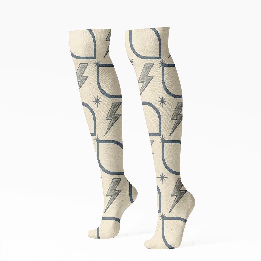 Vintage Industrial Spark Grid stylish athletic knee-high socks