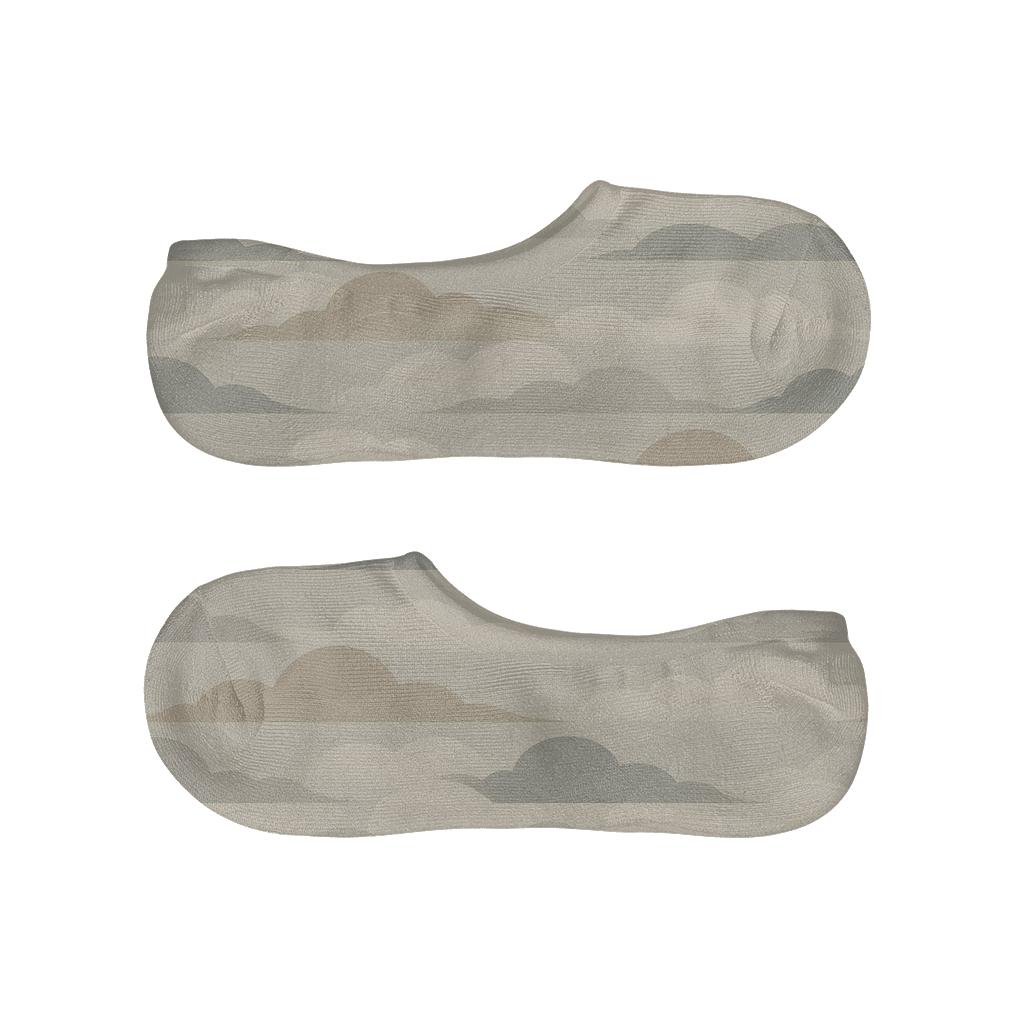 Layered Mist Tessellation On Light Gray designer printed no-show socks