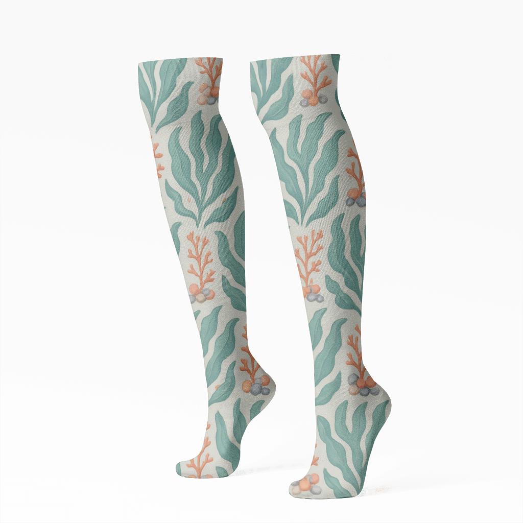 Kelp Grid Collage designer print knee-high socks