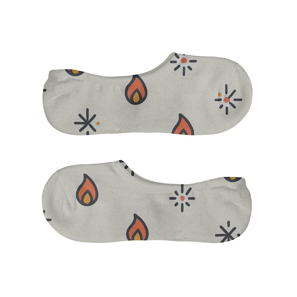Minimal Spark Scatter designer printed no-show socks