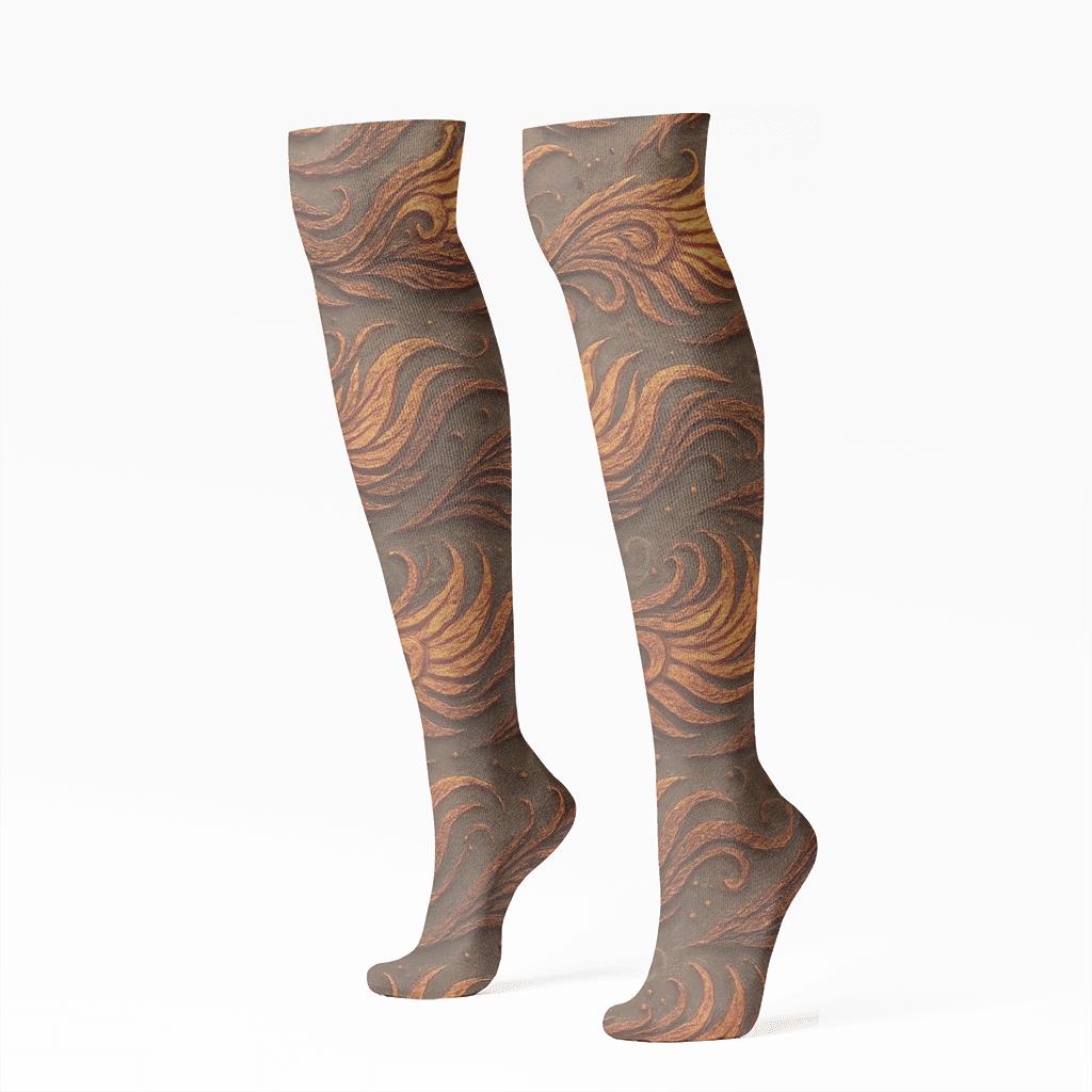 Phoenix Feather Wave custom knee-high socks