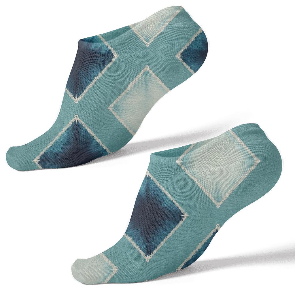 Shibori Diamond Array On Colored Field personalized ankle socks
