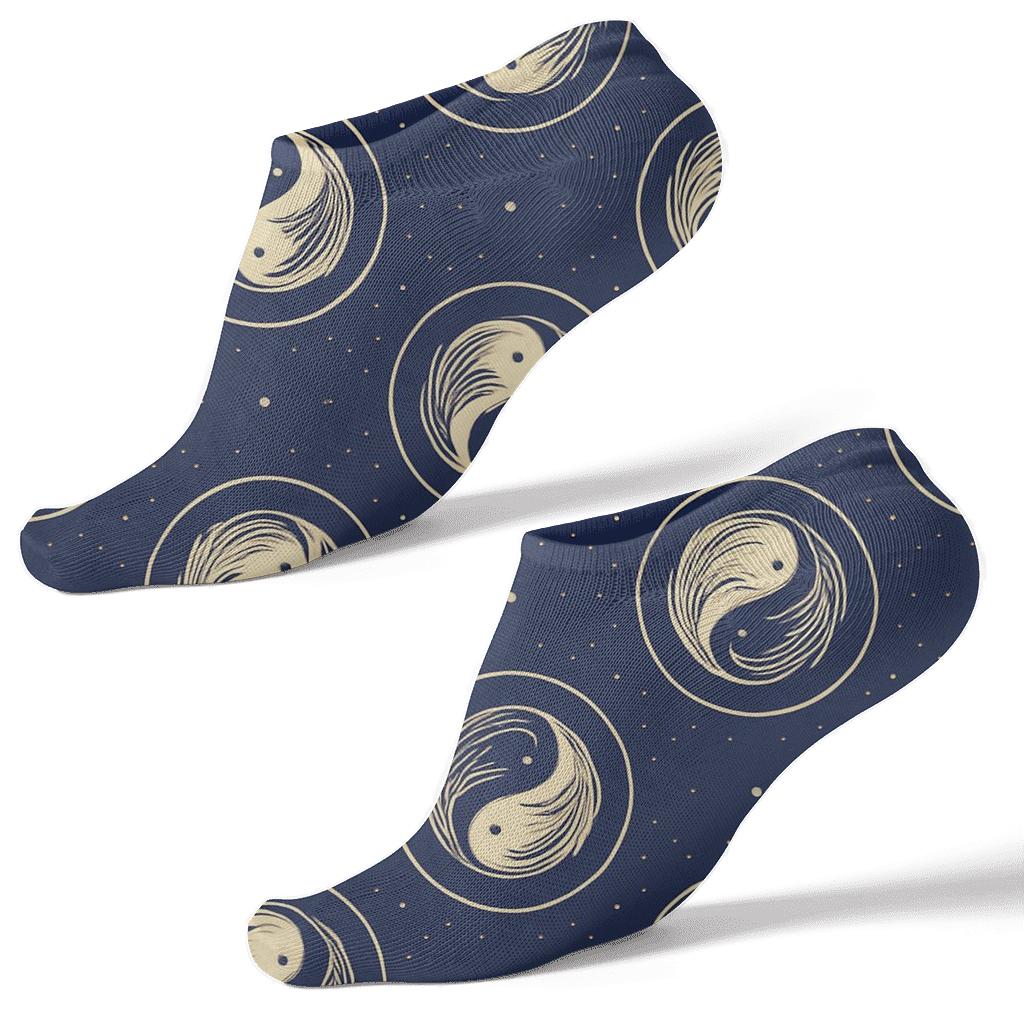 Dual Koi Medallion Radial Repeat stylish athletic ankle socks