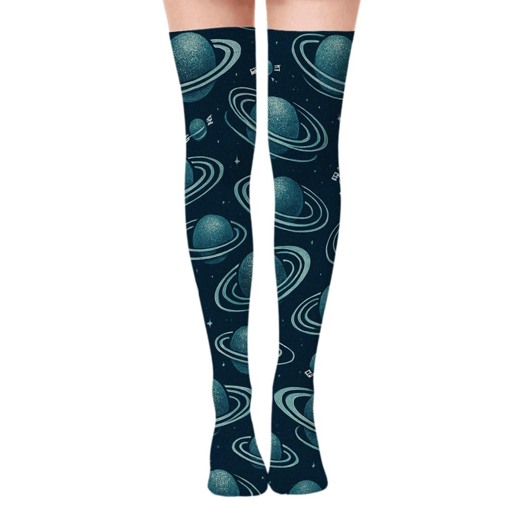 Orbital Tessellated Planets soft everyday over-the-knee socks