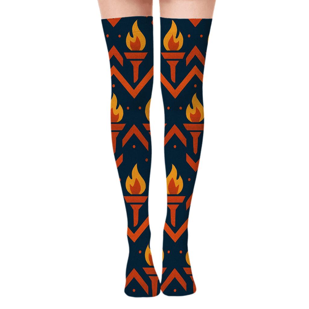 Torch Icon Chevron premium cozy over-the-knee socks