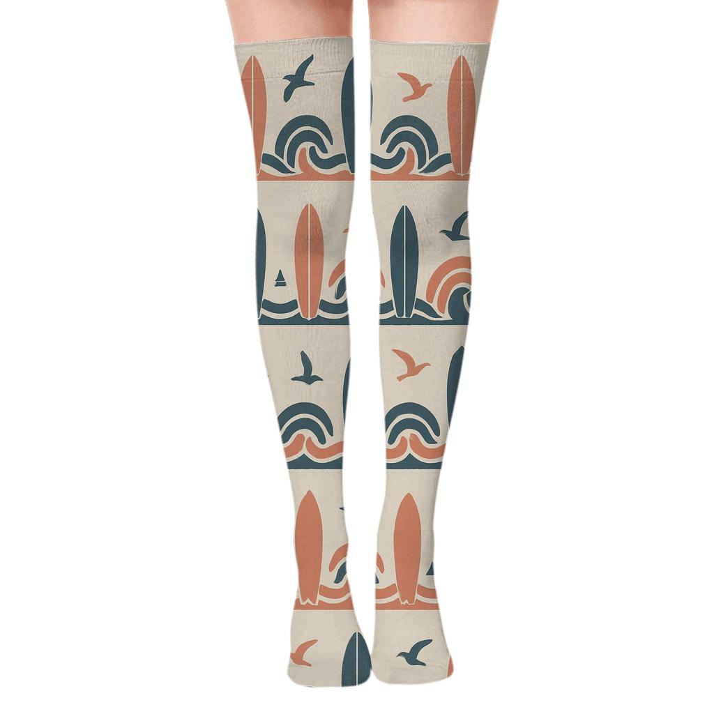 Vintage Surfboard Stripe soft everyday over-the-knee socks