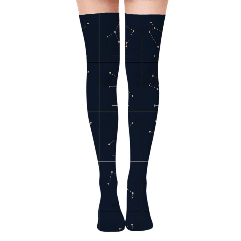 Constellation Grid Infographic personalized over-the-knee socks