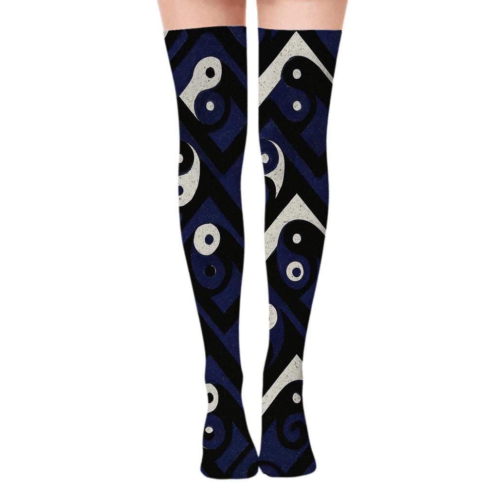 Wave Yin Yang Chevron trendy patterned over-the-knee socks