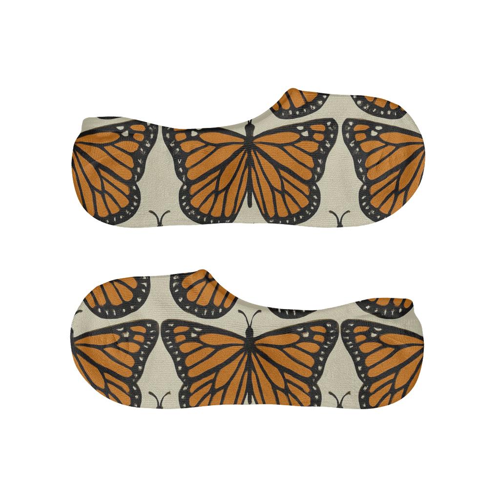 Monarch Wing Grid On Ivory Field custom no-show socks
