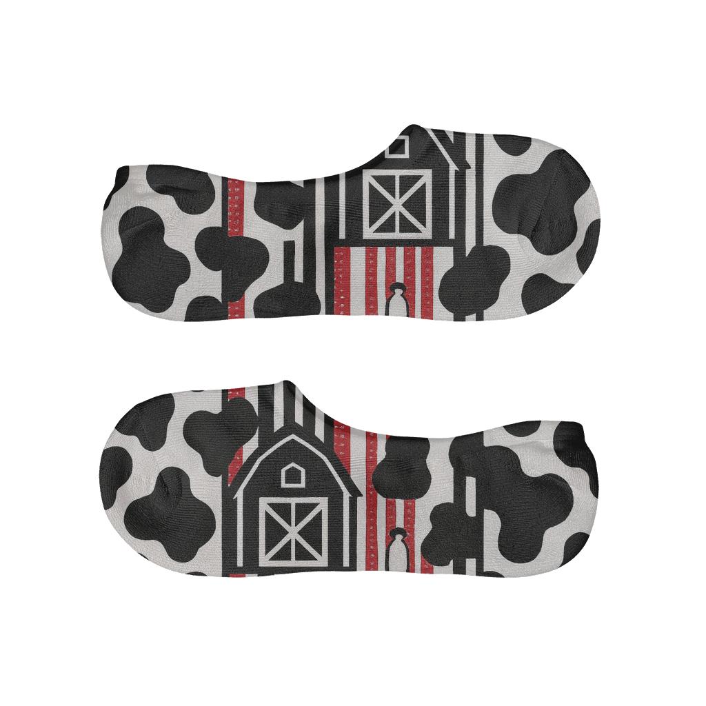 Barn Stripe Spot Grid personalized no-show socks