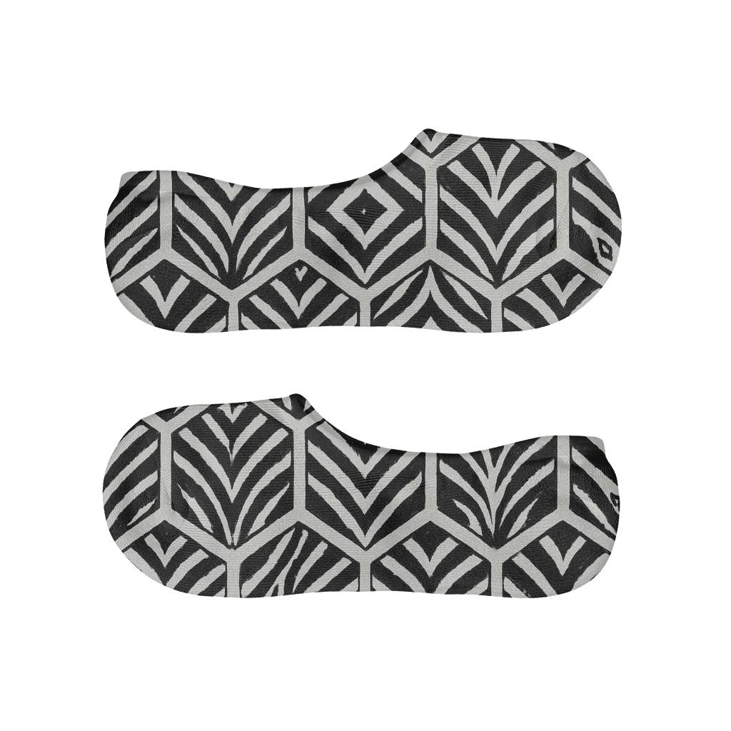 Mirrored Zebra Chevron Mosaic soft cotton no-show socks
