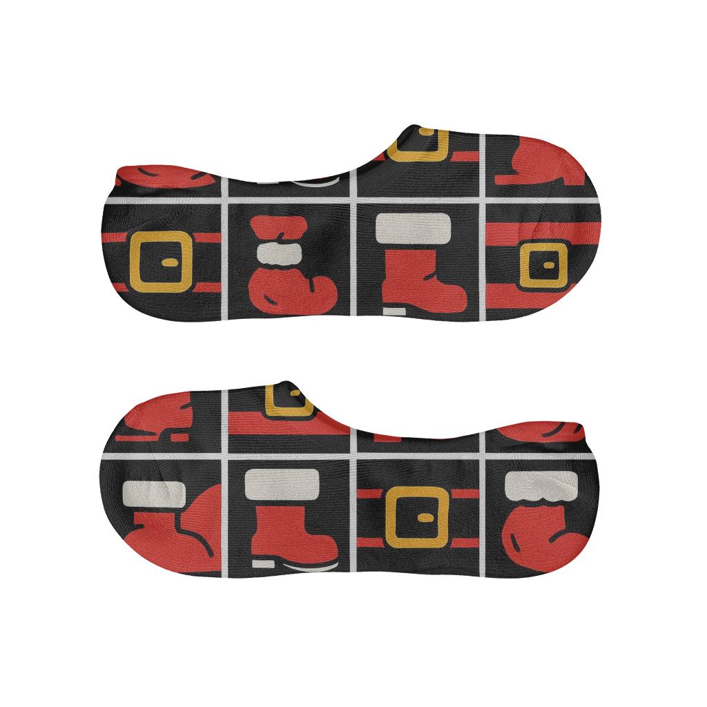 Festive Belt Grid With Santa anti-slip no-show socks