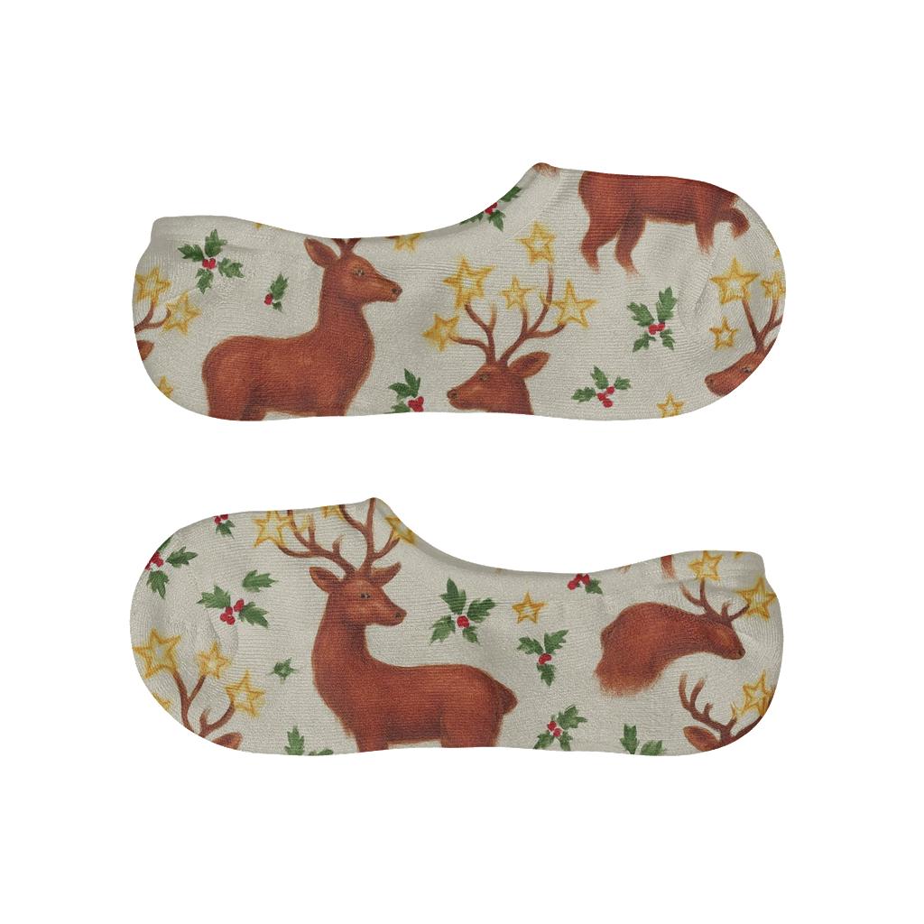 Christmas Starry Reindeer Grid anti-slip no-show socks