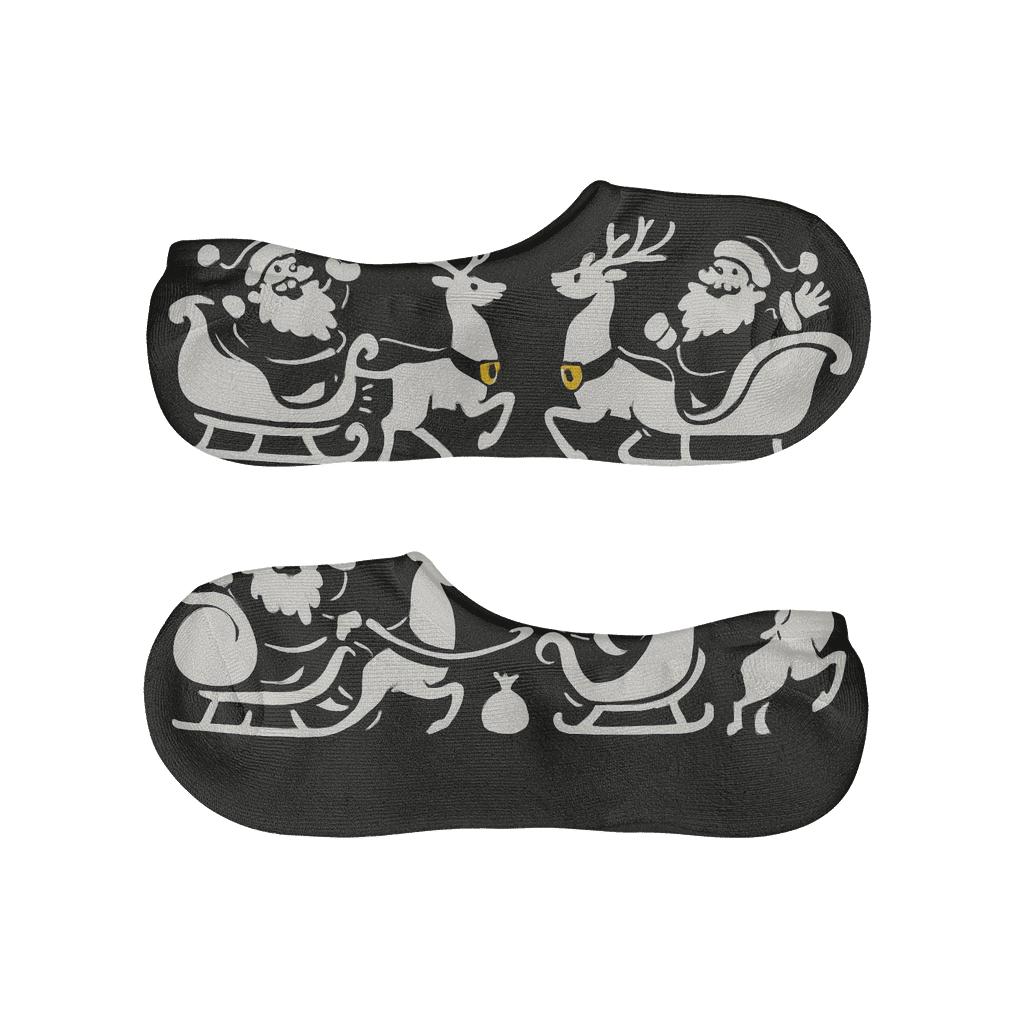 Santa Sleigh Scene Wrapping in Santa No-Show Socks