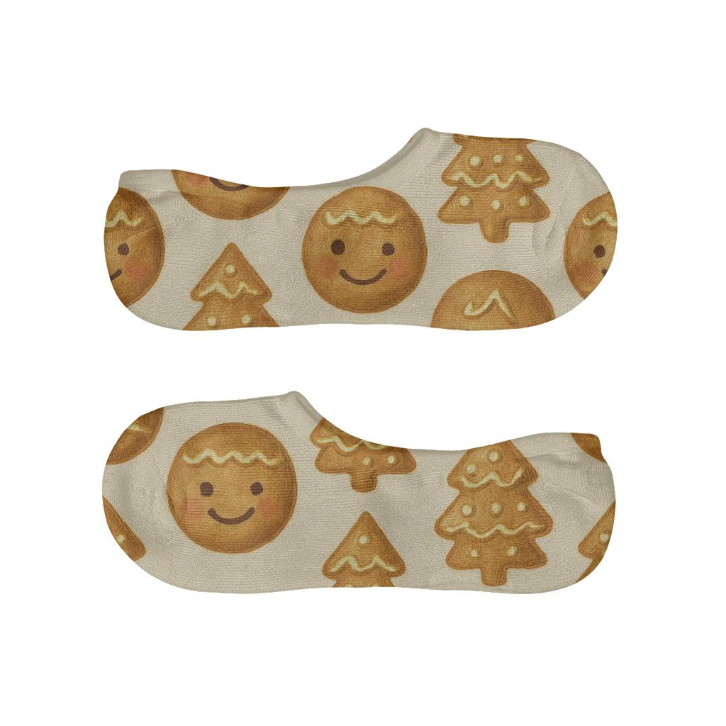 Xmas Gingerbread Tile Mosaic anti-slip no-show socks