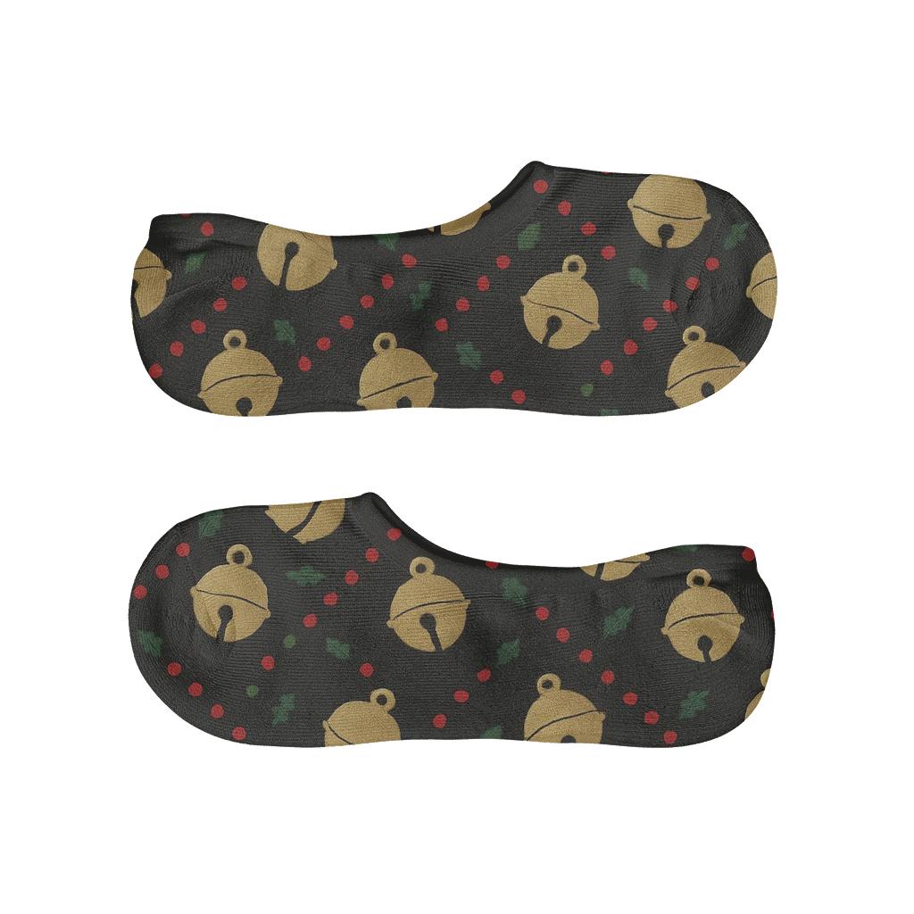 Gold Bell Chevron On Black Background trendy no-show sock styles