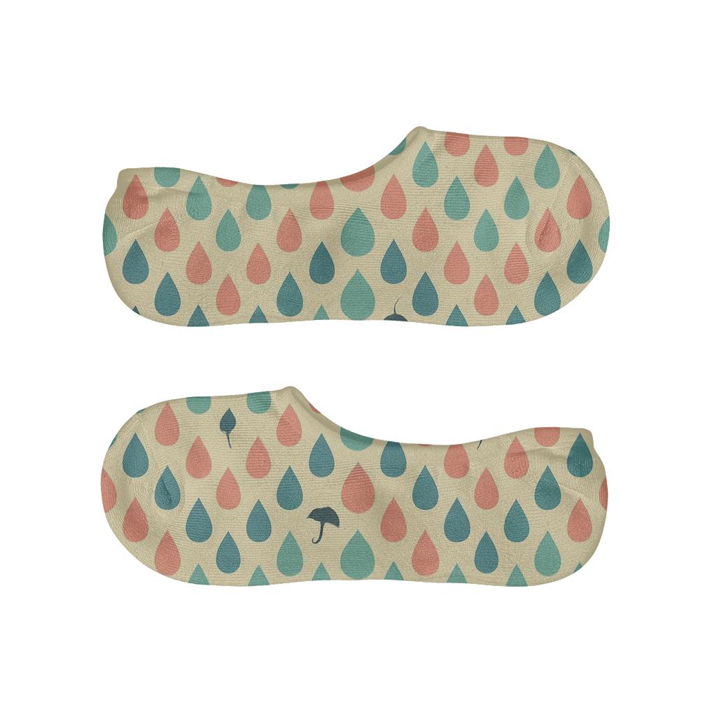 Playful Raindrop Chevron On Pale Yellow designer printed no-show socks