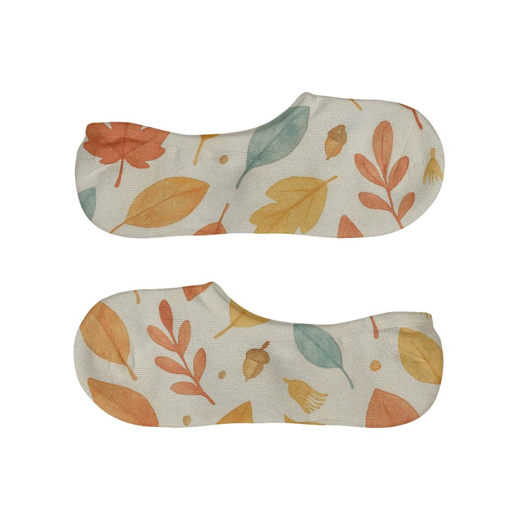 Watercolor Falling Leaves Scatter On Ivory breathable no-show socks