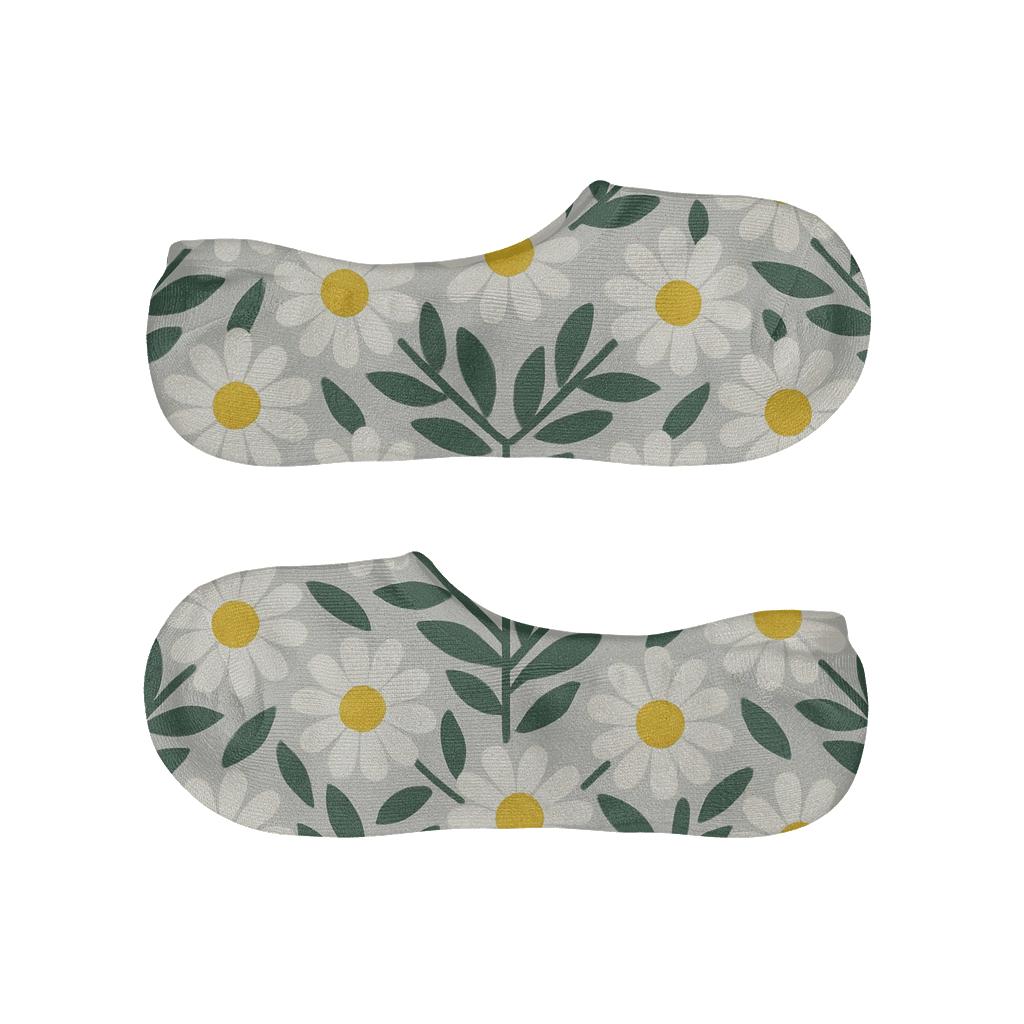 Daisy Chevron On Light Gray custom no-show socks