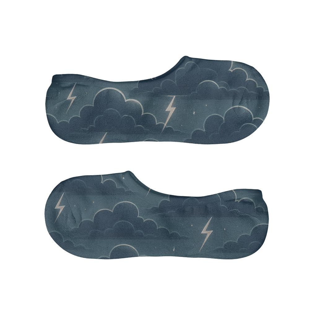 Layered Stormfront Landscape designer printed no-show socks