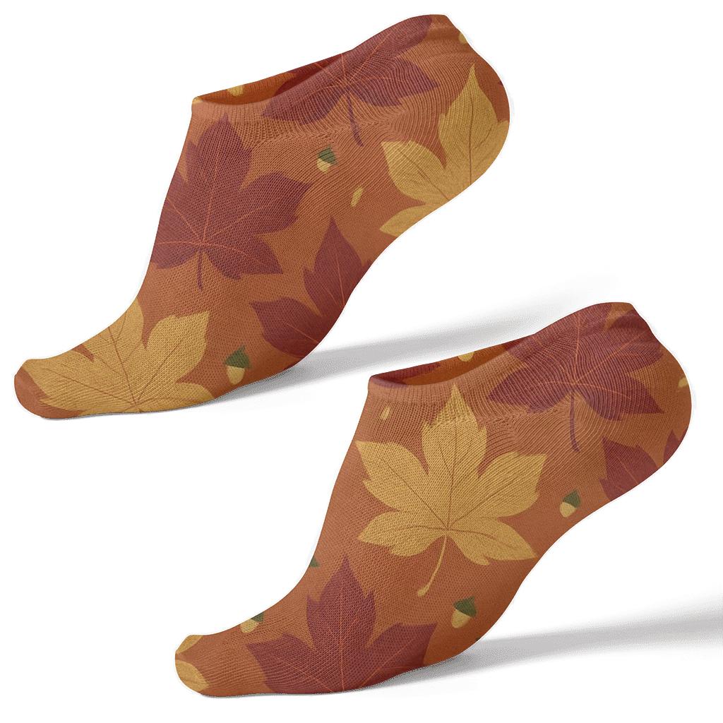 Golden Maple Tessellation On Burnt Orange personalized ankle socks