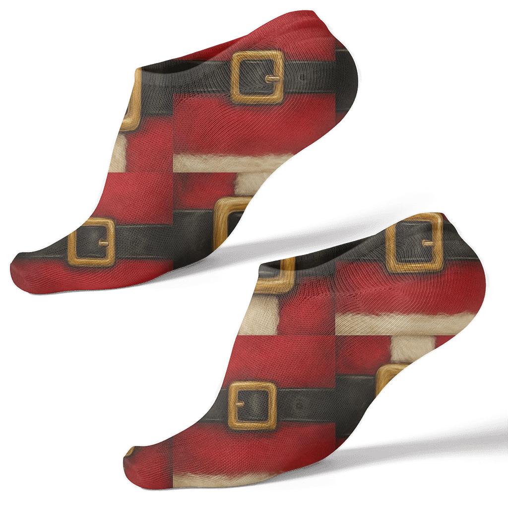 Santa Repeating Belt Buckle Grid designer print ankle socks
