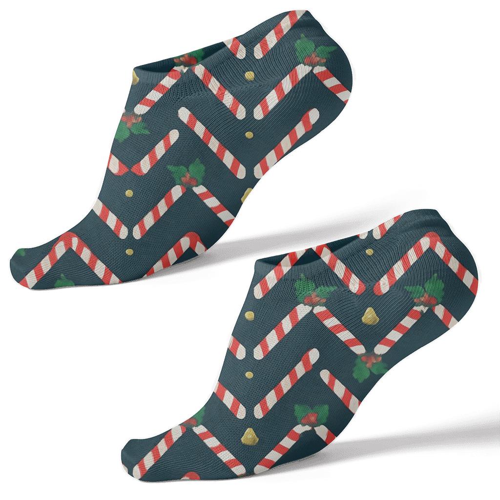 Candy Cane Chevron comfortable cotton ankle socks