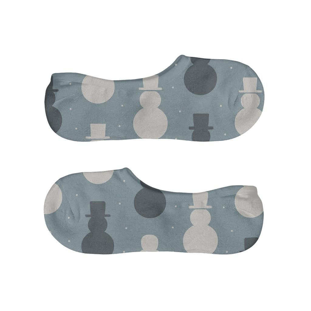 Snowman Silhouette On Icy Blue Background anti-slip no-show socks