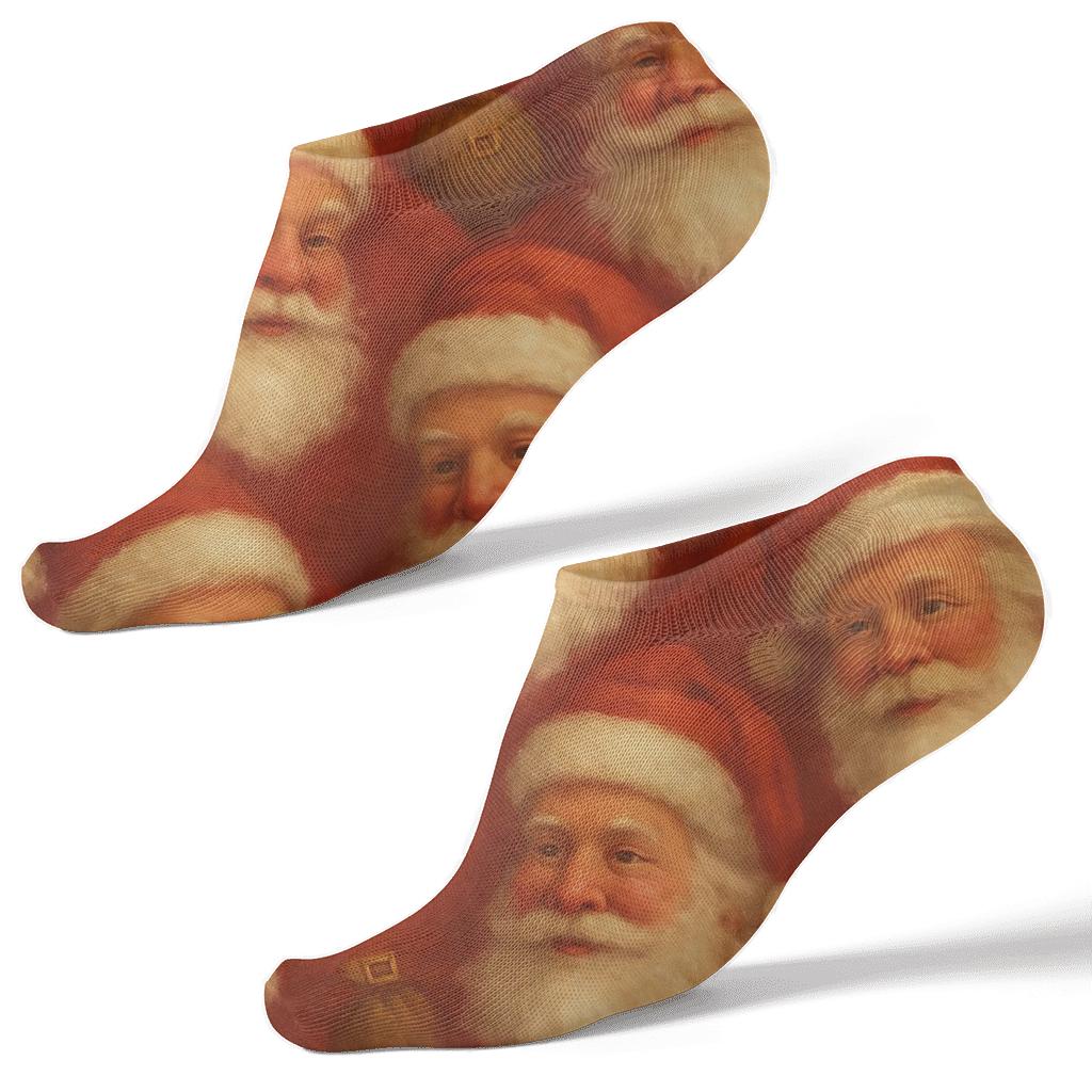 Cozy Santa Face Lattice unique graphic ankle socks