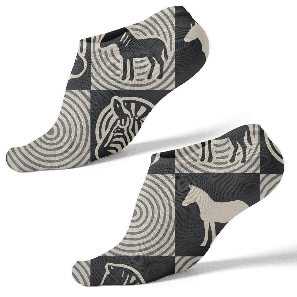 Zebra Silhouette Spotlight Grid trendy patterned ankle socks