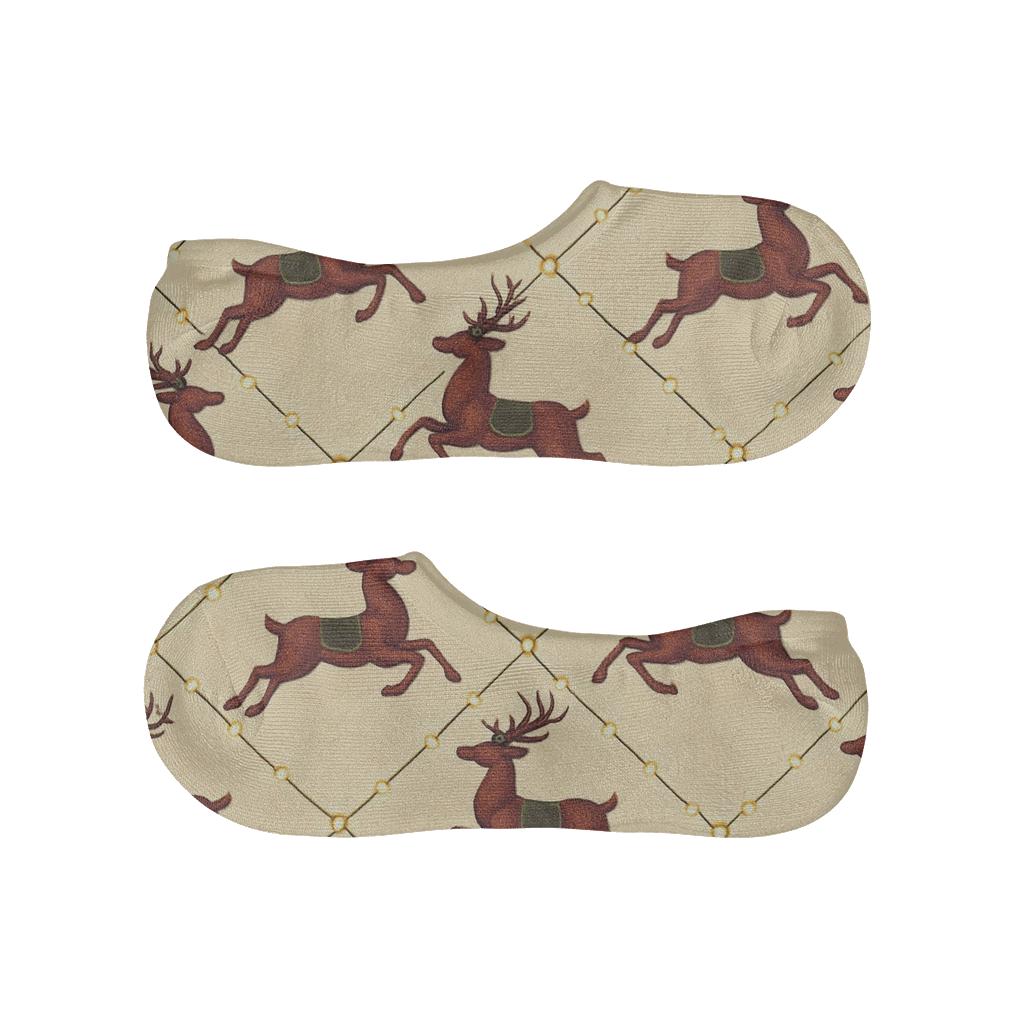 Holiday Reindeer Lattice With Twinkle Lights breathable seamless no-show sockscustom no-show socks