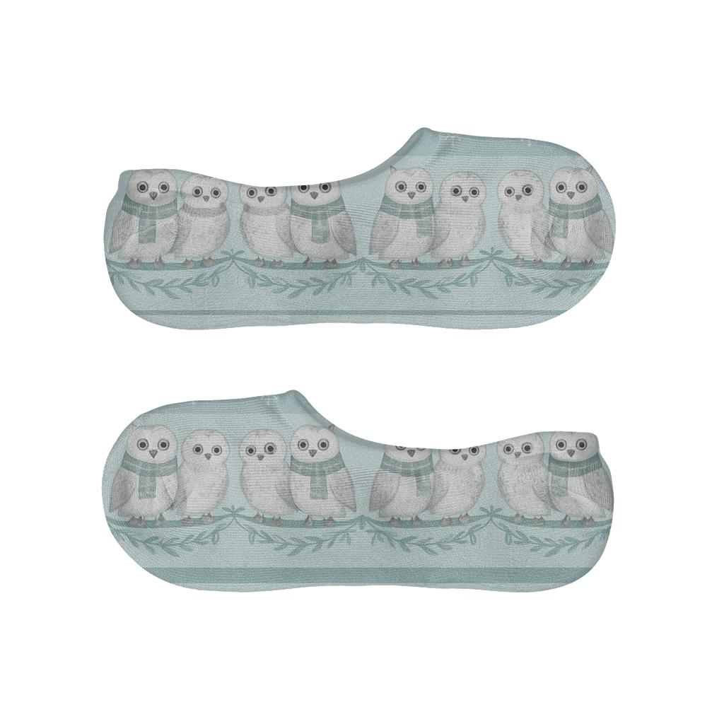 Frosty Owl Stripe Bands On Light Blue Background trendy no-show sock styles