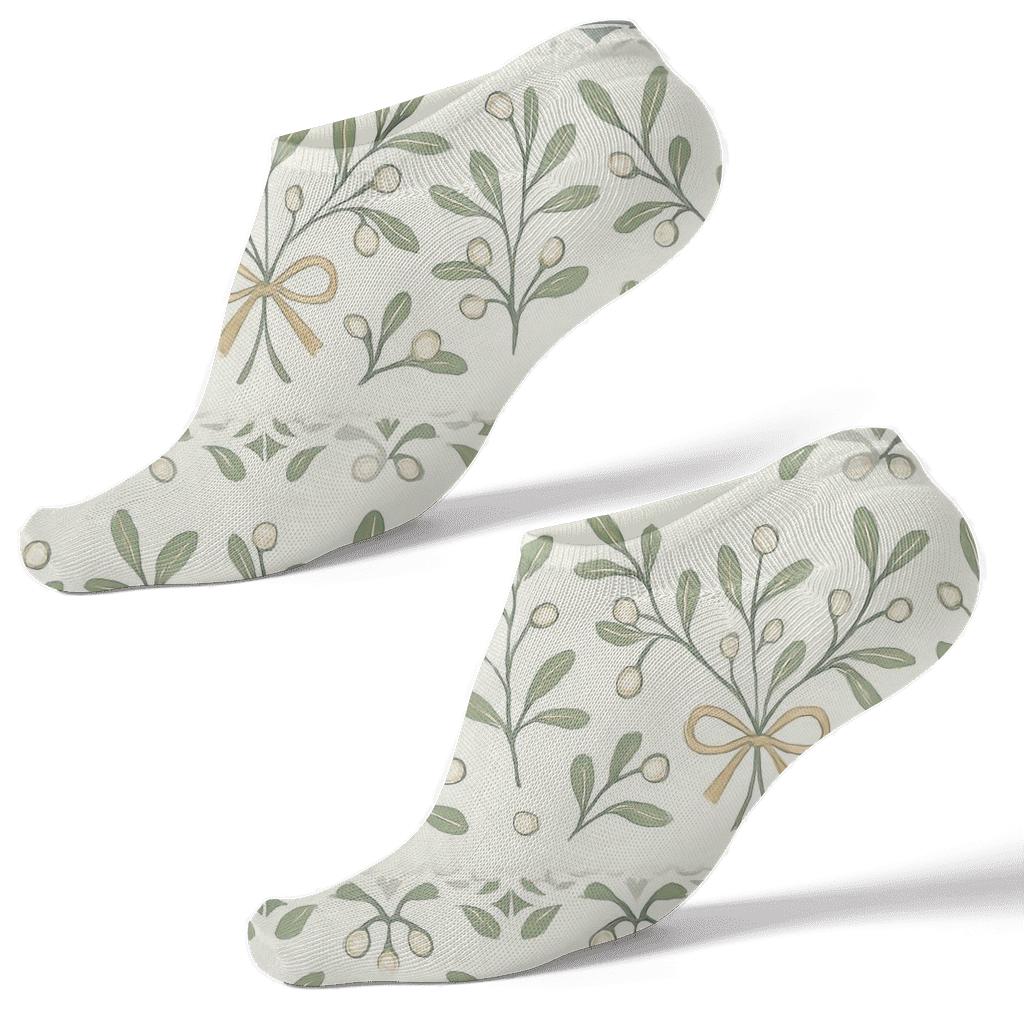 Mistletoe Lace Border designer print ankle socks