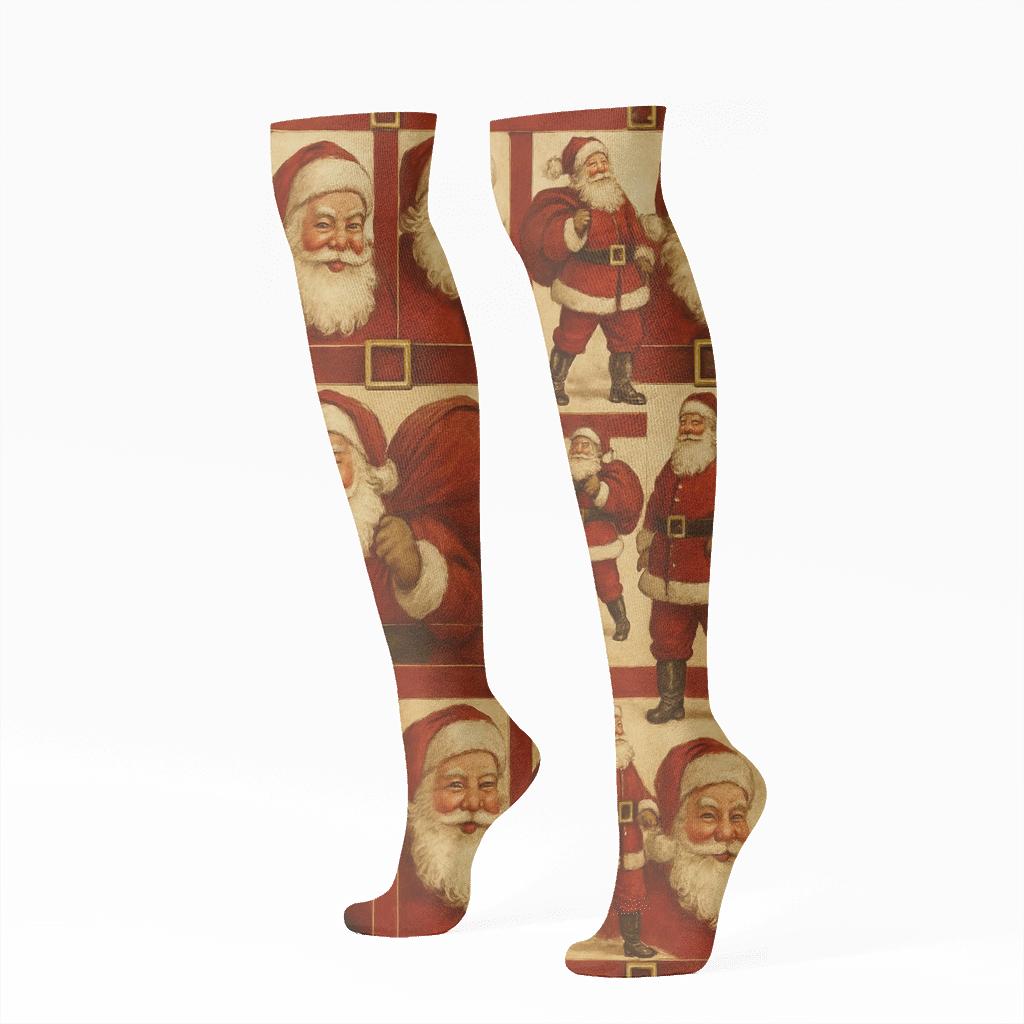Santa Vintage Repeat custom knee-high socks