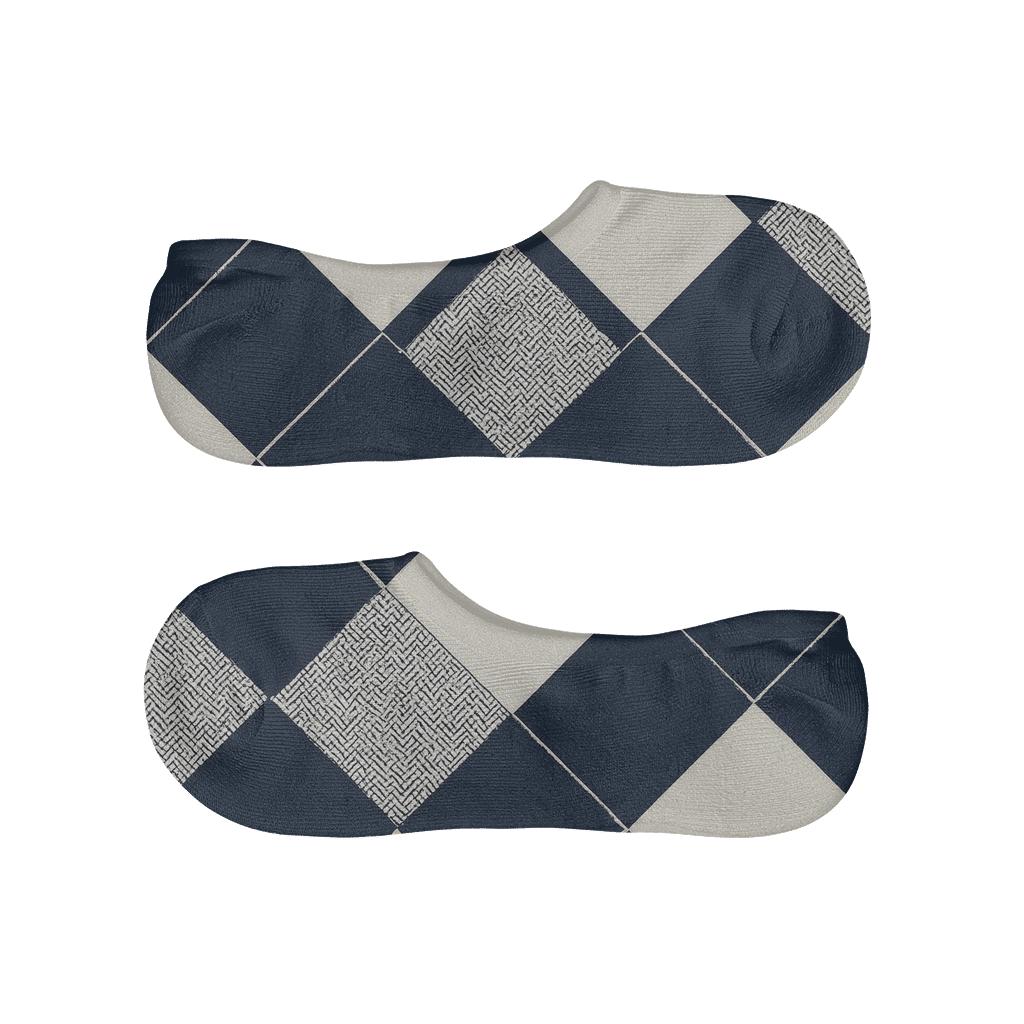 Diagonal Diamond Gingham With Tiny Chevrons personalized no-show socks