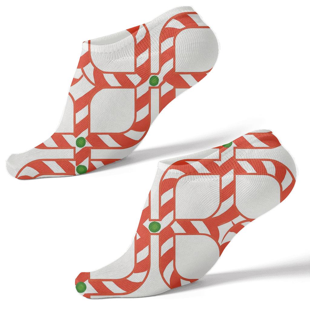Candy Cane Lattice On White Background premium sports ankle socks
