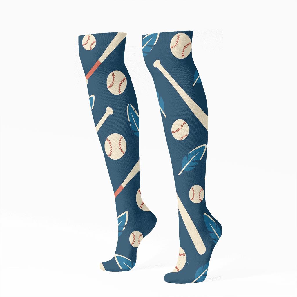 Bat Scatter Pattern Blue Jays Edition unique graphic knee-high socks