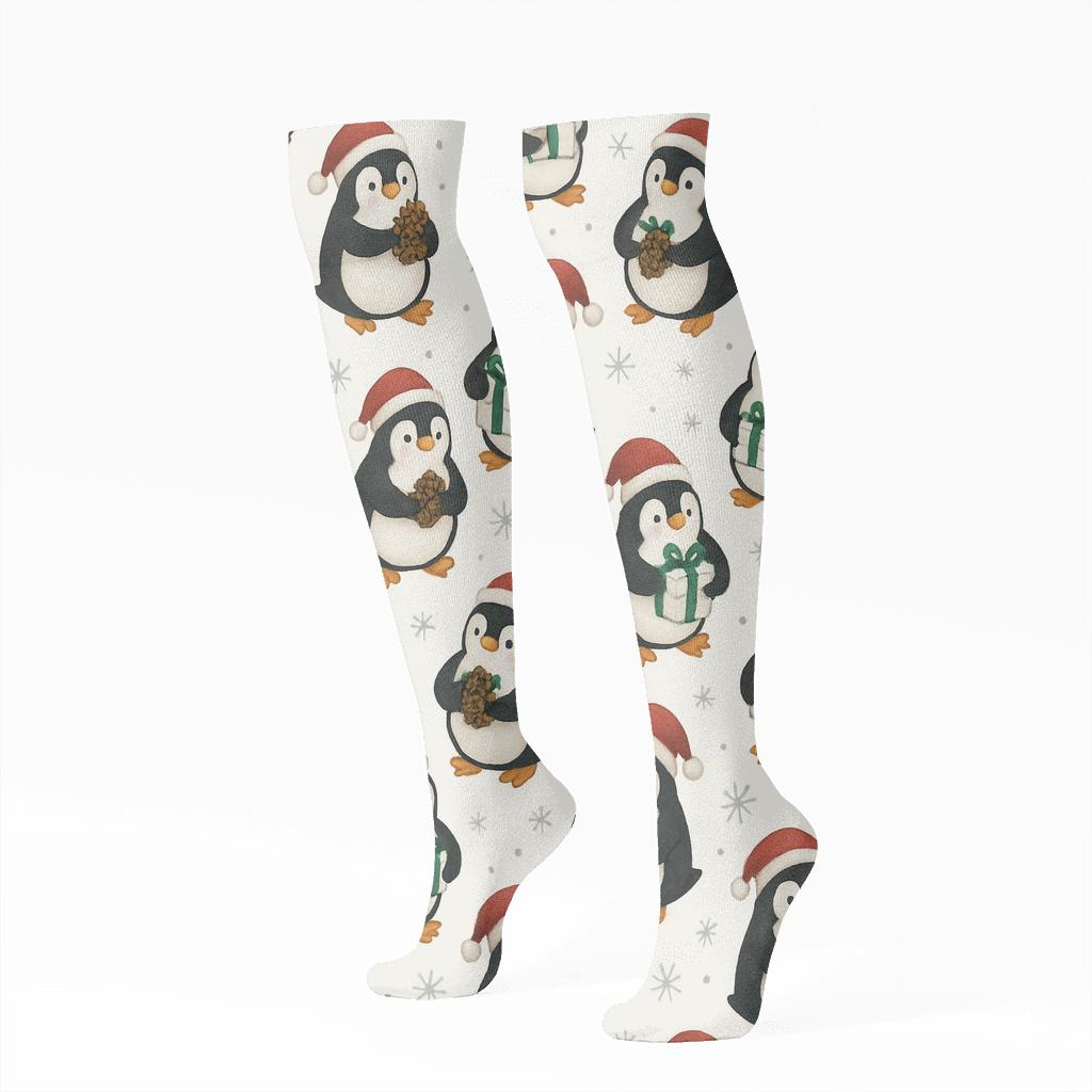 Pinecone Penguin Scatter comfortable cotton knee-high socks