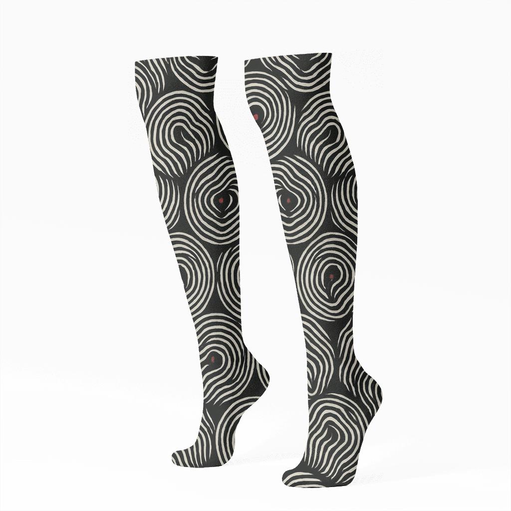 Monochrome Stripe Wave Tessera soft everyday knee-high socks
