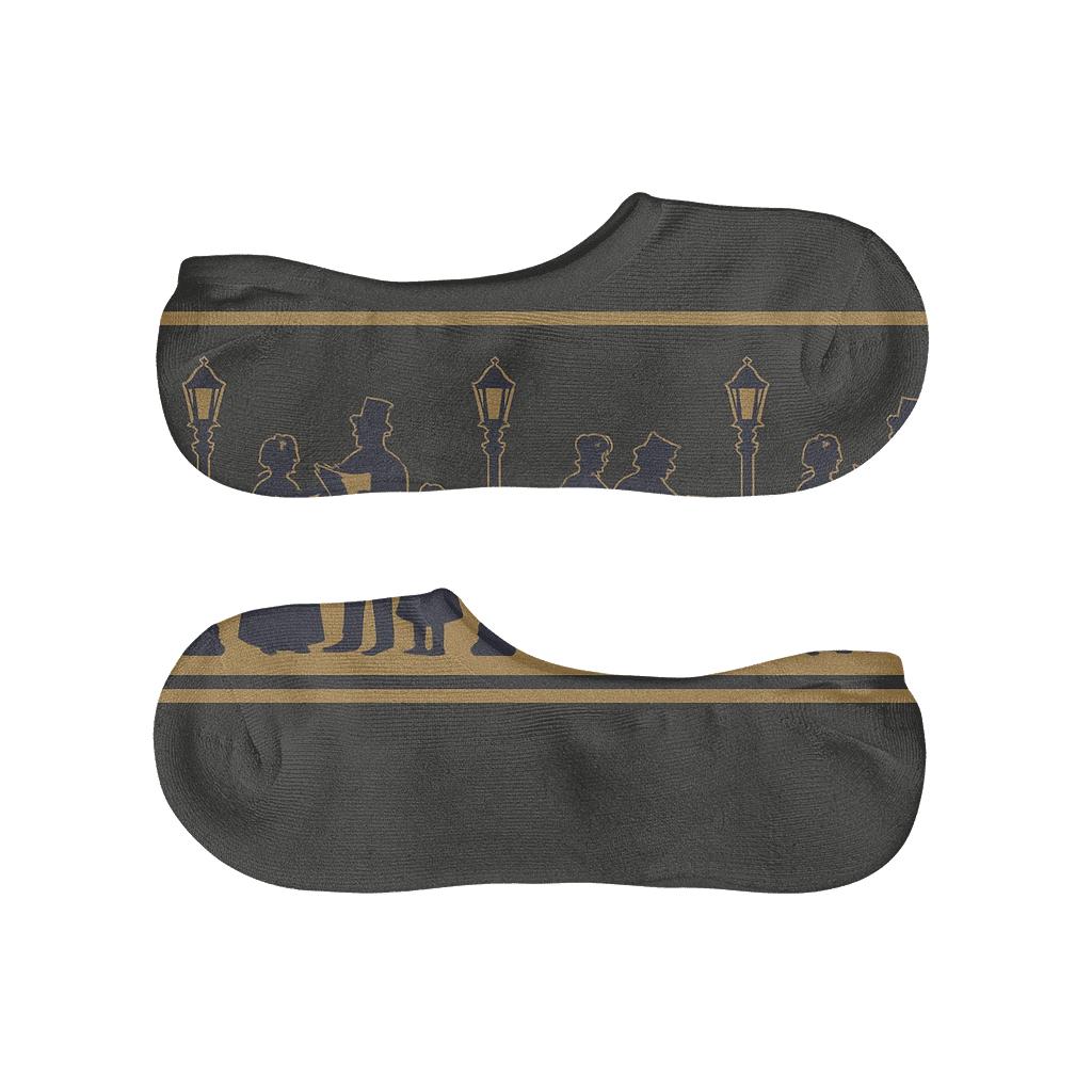 Christmas Midnight Carol Silhouette designer printed no-show socks