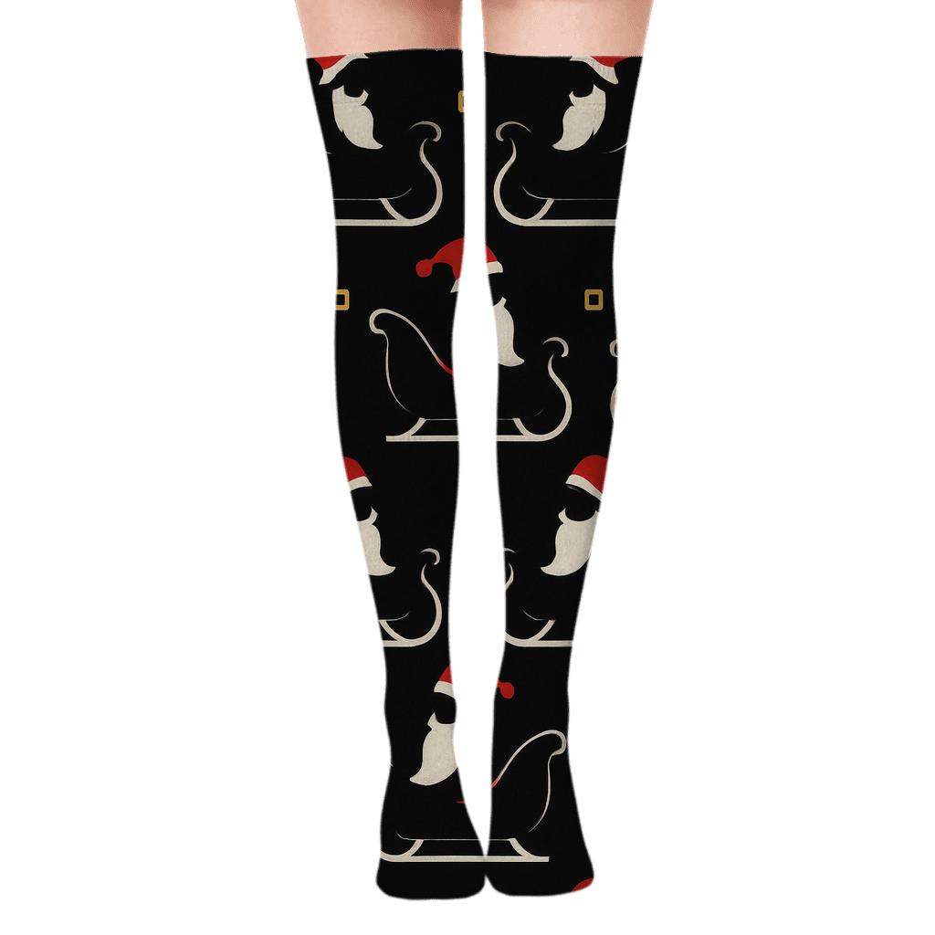 Sleigh Silhouette Santa Array custom over-the-knee socks