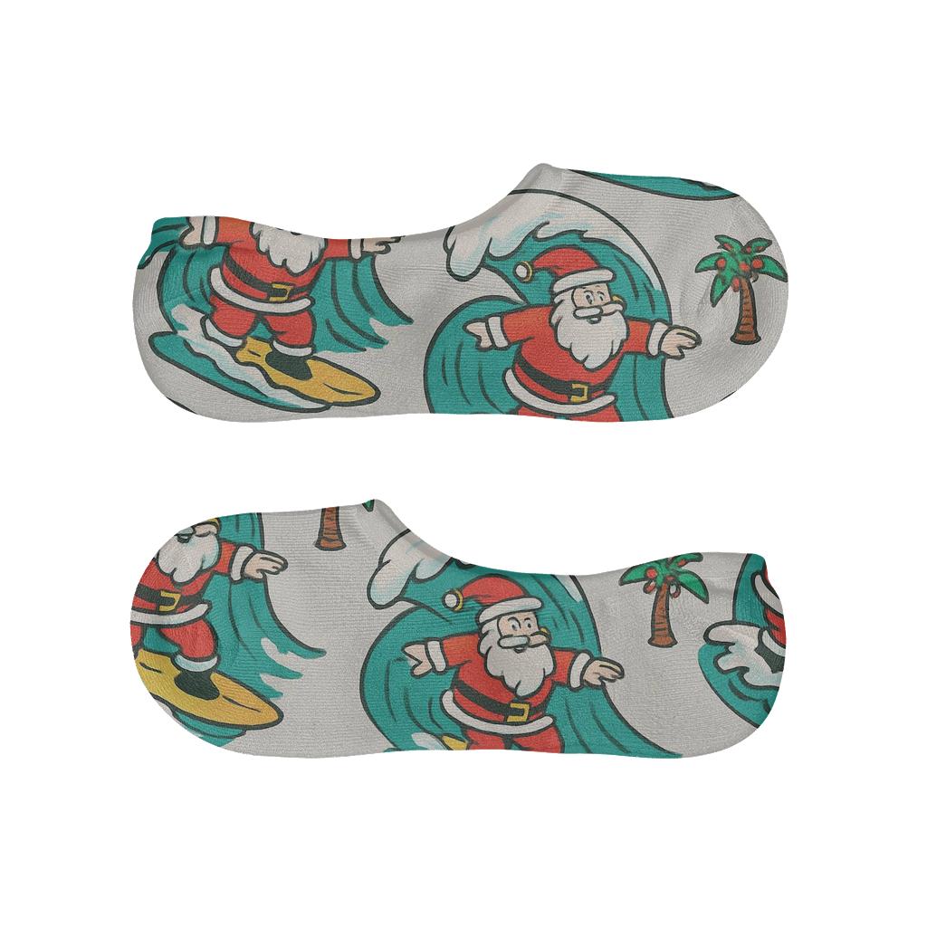 Santa Surfing Wave Christmas breathable seamless no-show sockscustom no-show socks