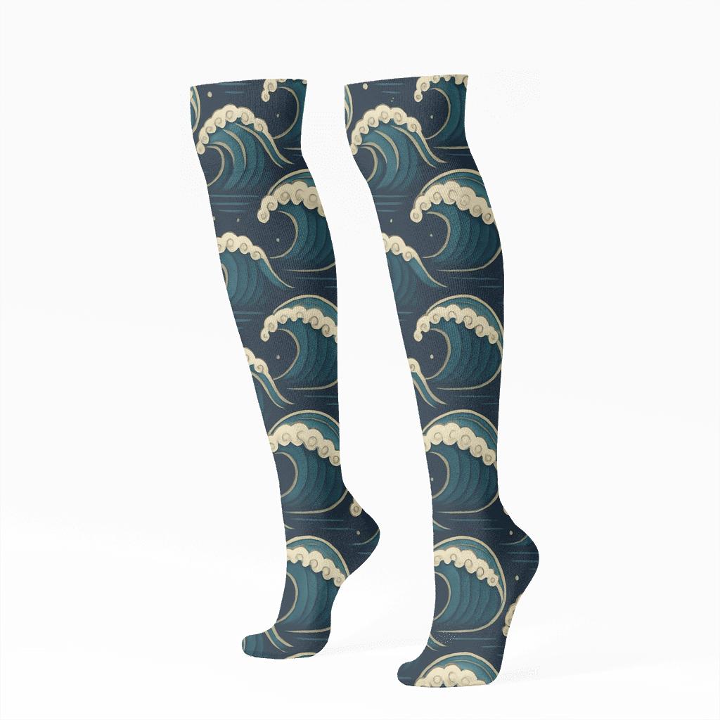 Deep Crest Grid premium sports knee-high socks