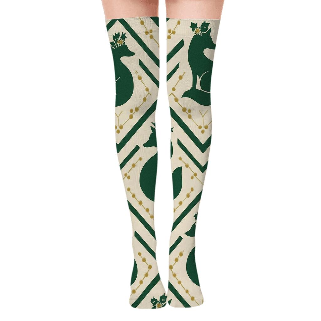 Green Fox Holly Chevron premium cozy over-the-knee socks