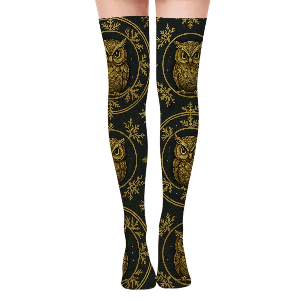 Golden Owl Snowflake Medallion soft everyday over-the-knee socks