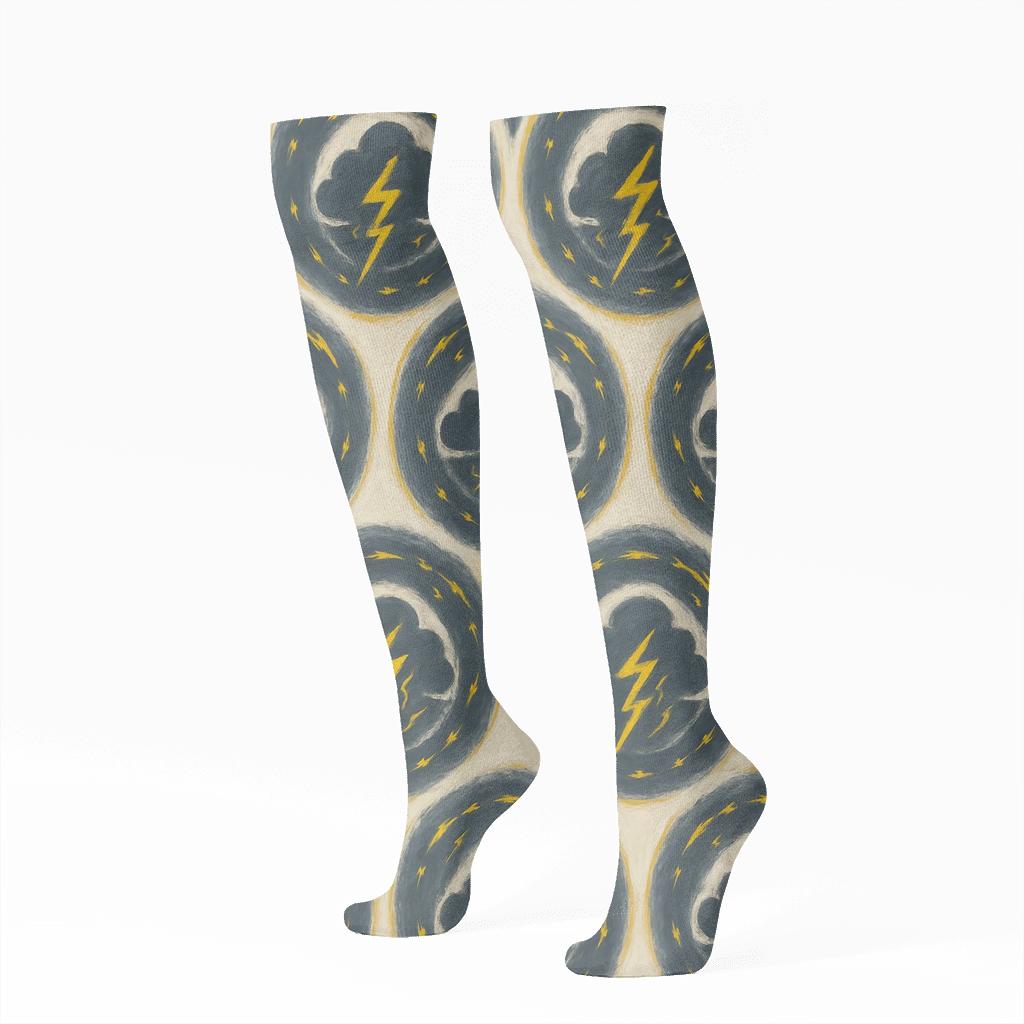 Layered Storm Halo Tessellation personalized knee-high socks