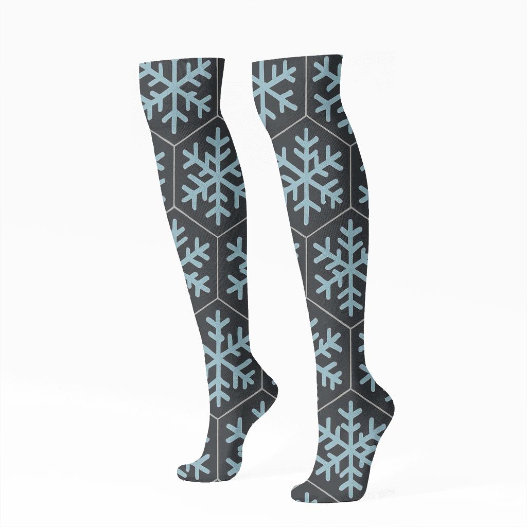 Snowflake Tessellation Christmas comfortable cotton knee-high socks