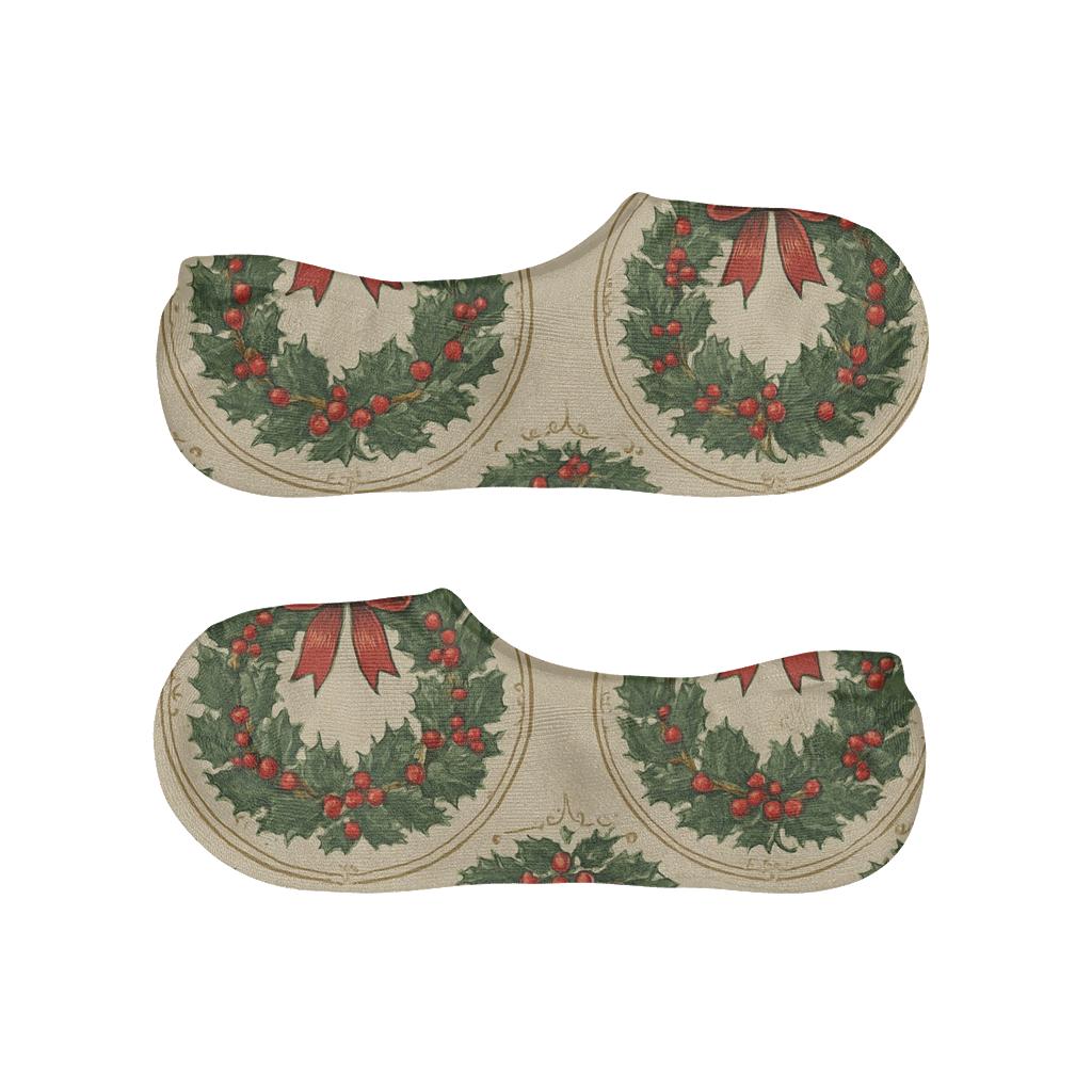 Holiday Wreath Medallion Pattern personalized invisible socks