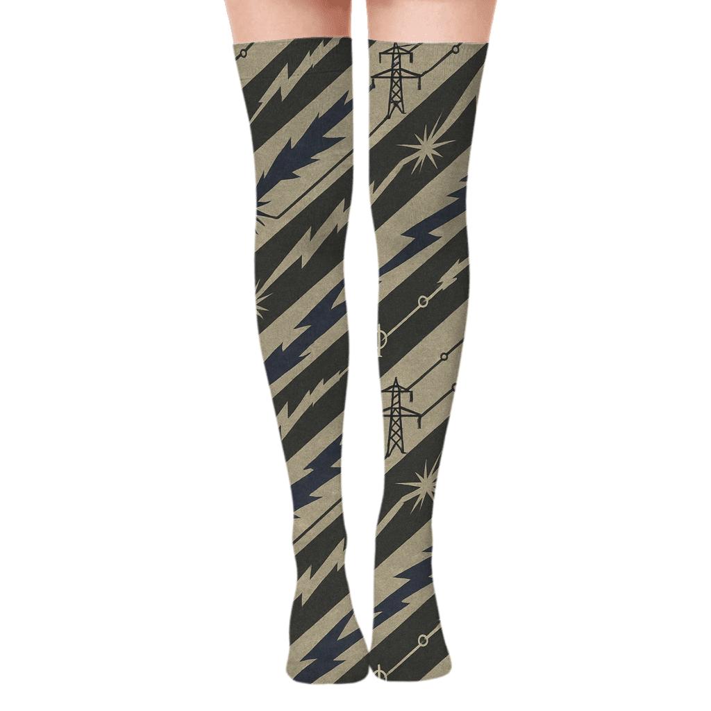 Diagonal Powerline Strike Bands stylish fashion over-the-knee socks