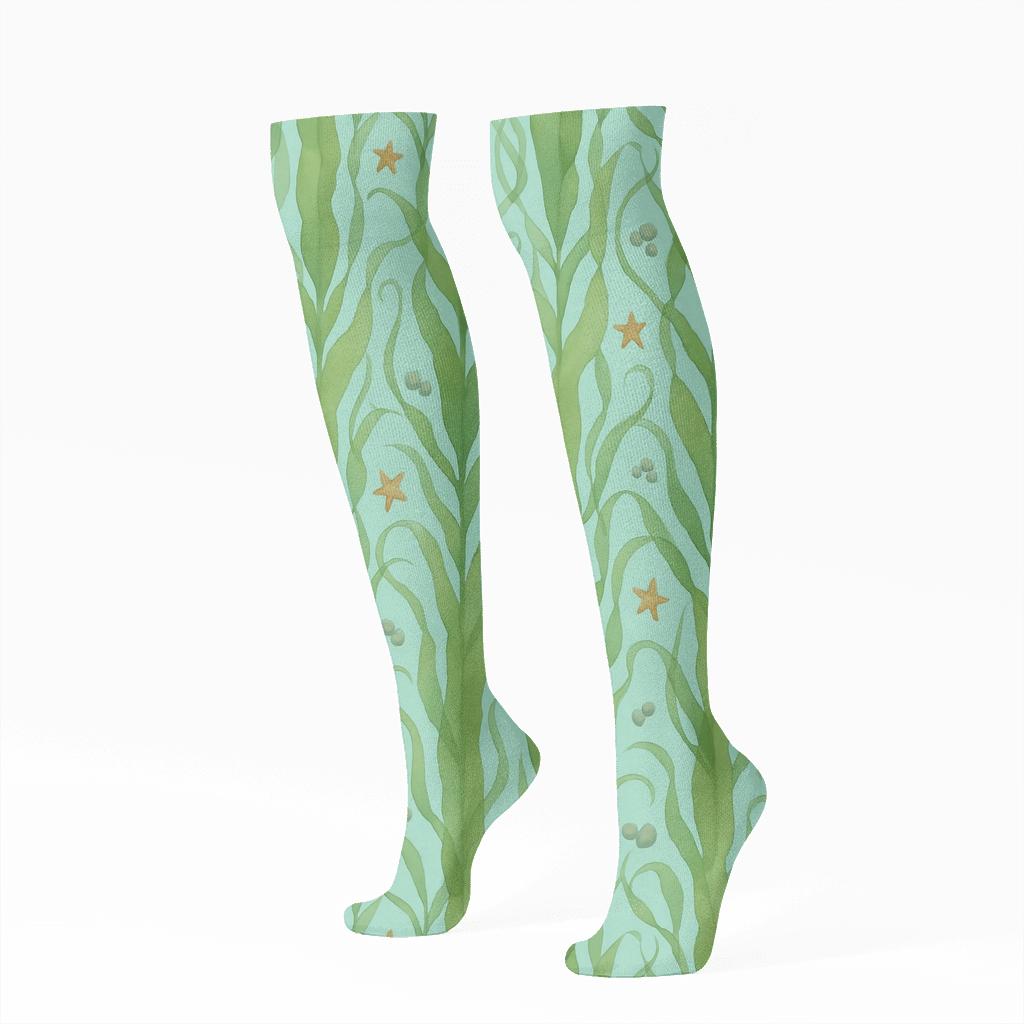 Kelp Lattice Calm trendy patterned knee-high socks